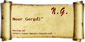 Neer Gergő névjegykártya